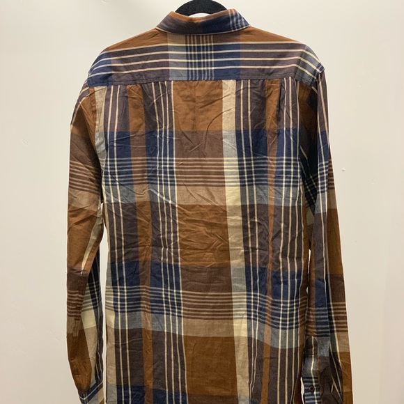 Larger ezekiel button up brown and blue plaid - Picture 3 of 6